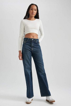 DEFACTO Широкие длинные джинсовые брюки с высокой талией в стиле 90-х годов