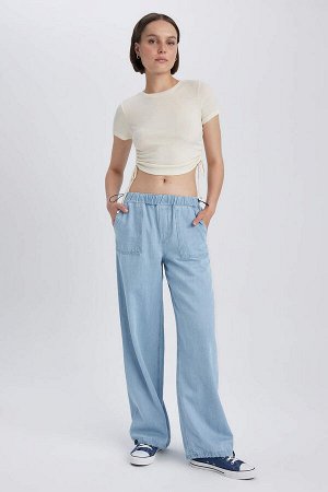 Джоггеры с высокой талией, удобная посадка, гибкая талия, широкие брюки длиной до щиколотки, джинсовые брюки из 100% хлопка