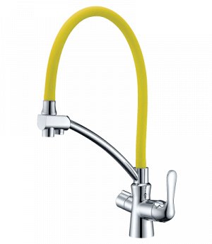 LM3070C-Yellow "Комфорт" Смеситель для кухни, с гибким излив, с подкл. к фильтру питьевой воды, хром