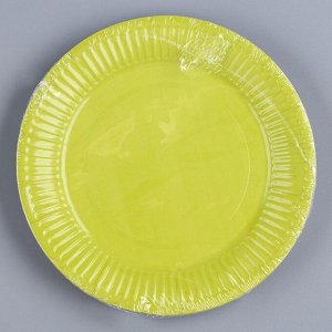 Тарелка одноразовая бумажная "Жёлто-зелёный",однотонная, 18 см