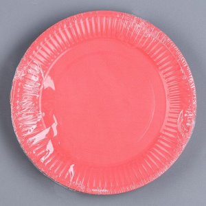 Тарелка одноразовая бумажная "Персиковый",однотонная, 18 см