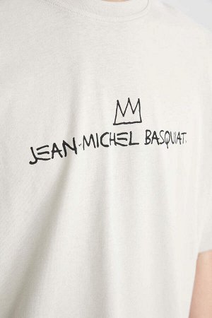 Jean Michel Basquiat Футболка оверсайз с круглым вырезом и короткими рукавами с принтом на спине