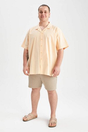 Рубашка из 100 % хлопка с короткими рукавами и жатым рукавом больших размеров