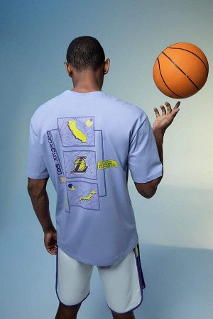 DeFactoFit Футболка свободного кроя с круглым вырезом и короткими рукавами NBA Los Angeles Lakers из 100% хлопка
