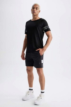 DeFactoFit Облегающая футболка с круглым вырезом и принтом в стиле «спортсмен» с короткими рукавами