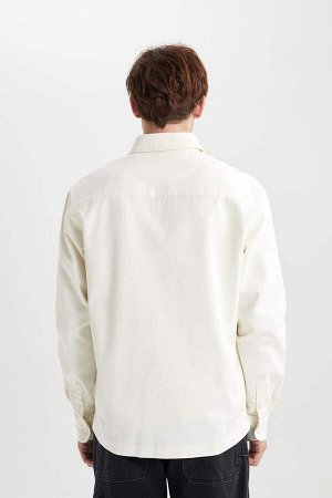 Хлопковая куртка-рубашка с длинными рукавами Relax Fit