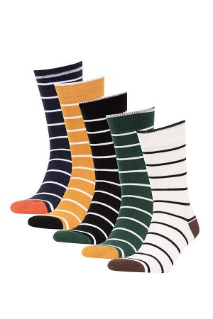Мужские полосатые хлопковые длинные носки из пяти предметов