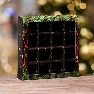 Упаковка для конфет 16 шт. «Новогодние ветви», 17.7x17.7x3.8 см