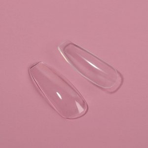 Типсы для наращивания ногтей, 100 шт, форма балерина, полное покрытие, в контейнере, цвет прозрачный