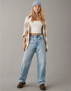 Strigid Super High-Waisted Baggy Straight Embellished Jean