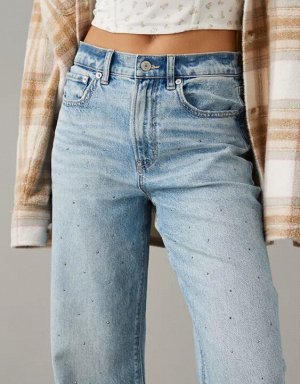 Strigid Super High-Waisted Baggy Straight Embellished Jean