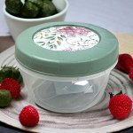 БАНКА С ЗАВИНЧИВАЮЩЕЙСЯ КРЫШКОЙ С ДЕКОРОМ 0,6Л (зеленый флэк)