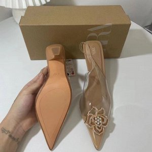 Женские прозрачные туфли без задника