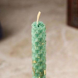 Свеча из вощины с крапивой "От сглаза и негатива" , 13х1,7 см, 1 ч, зеленый