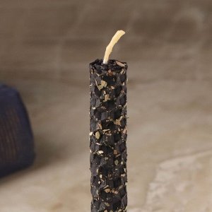 Свеча из вощины с базиликом "Привлечение удачи и чистка от негатива", 13х1,7 см, 1 ч, черный