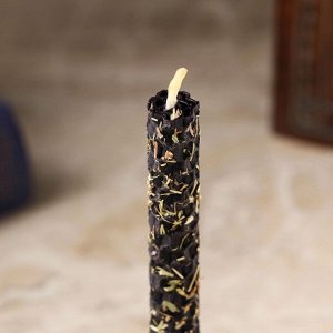 Свеча из вощины с чабрецом "Восстановление энергетики человека" , 13х1,7 см, 1 ч, черный