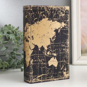 Сейф-книга дерево кожзам "Золотая карта" 21х13х5 см