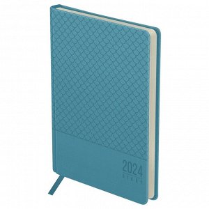 Ежедневник датированный A5, 176л., кожзам, OfficeSpace "Pattern", светло-синий