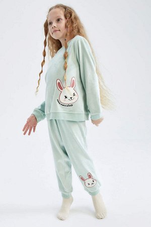 Бархатный пижамный комплект с длинными рукавами для девочки