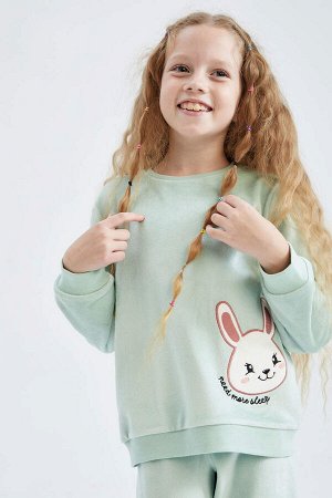 Бархатный пижамный комплект с длинными рукавами для девочки