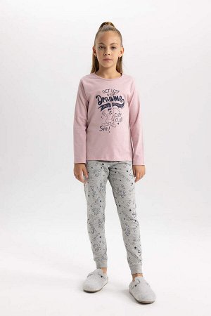 DEFACTO Пижамный комплект с длинными рукавами и рисунком для девочки