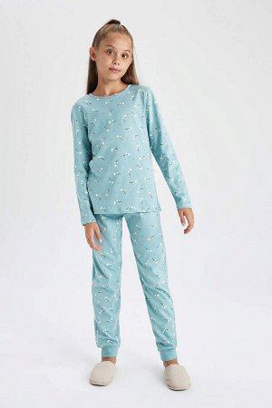 Электронная пижама обычного кроя из чесаного хлопка для девочек из двух предметов