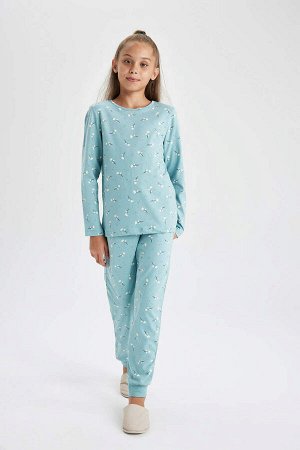 Электронная пижама обычного кроя из чесаного хлопка для девочек из двух предметов