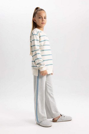 Полосатый пижамный комплект с длинными рукавами для девочки