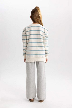 Полосатый пижамный комплект с длинными рукавами для девочки