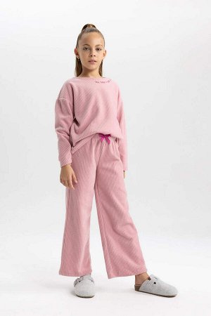 Плюшевый пижамный комплект с длинными рукавами для девочки