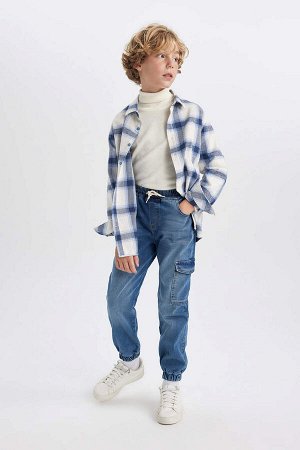 Джинсовые брюки-карго с карманами для мальчиков