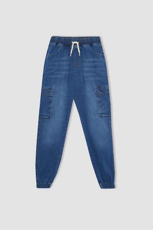 Джинсовые брюки карго для мальчиков с эластичной окантовкой