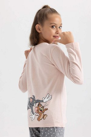 DEFACTO Пижамный комплект Tom &amp; Jerry для девочек с длинными рукавами