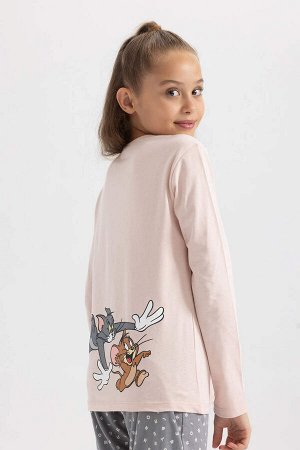 DEFACTO Пижамный комплект Tom &amp; Jerry для девочек с длинными рукавами