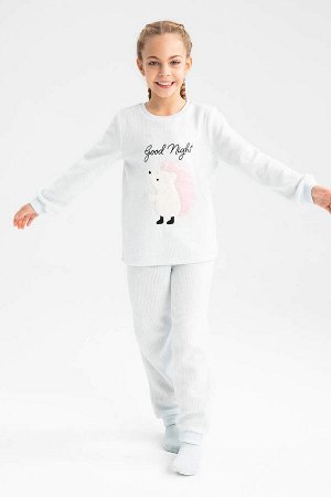 DEFACTO Пижамный комплект из трикотажа с принтом для девочки