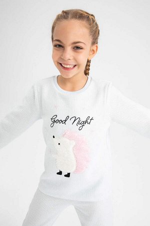 DEFACTO Пижамный комплект из трикотажа с принтом для девочки
