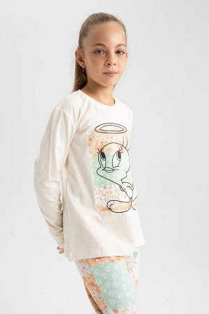 DEFACTO Пижамный комплект с длинными рукавами Looney Tunes для девочек