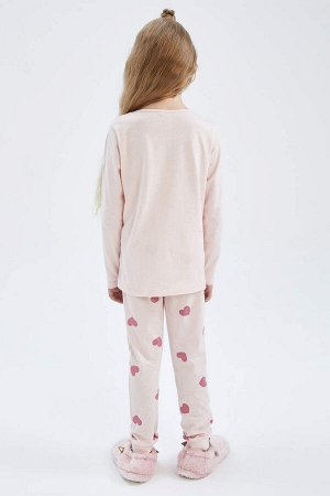 DEFACTO Пижамный комплект с длинными рукавами и принтом плюшевого мишки для девочки