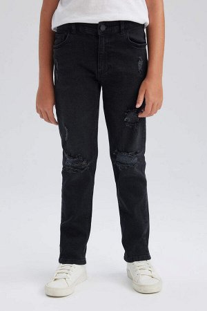 Облегающие джинсовые брюки скинни с рваными деталями для мальчиков