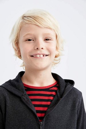 Школьный кардиган с капюшоном антрацитового цвета для мальчика