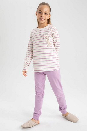 DEFACTO Пижамный комплект в полоску с длинными рукавами для девочки