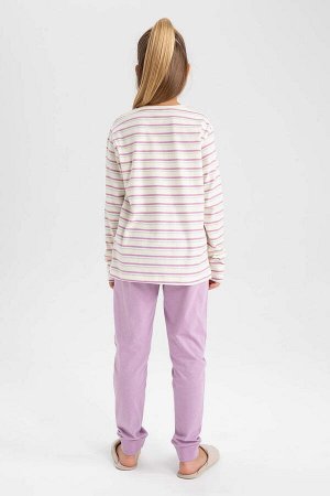 DEFACTO Пижамный комплект в полоску с длинными рукавами для девочки