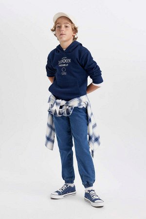 Джинсовые брюки Jogger с эластичной окантовкой для мальчиков на флисовой подкладке