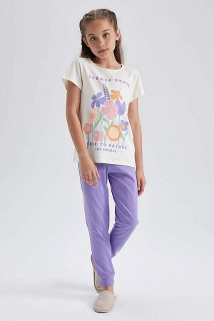 DEFACTO Пижамный комплект с короткими рукавами и принтом для девочек