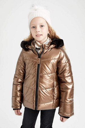 DEFACTO Пальто с капюшоном для девочек на флисовой подкладке