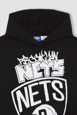 Толстовка из плотной ткани с капюшоном для мальчиков НБА Brooklyn Nets стандартной посадки