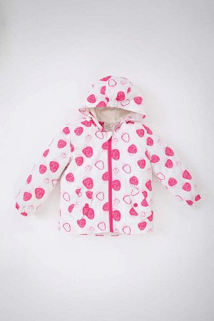 Водоотталкивающее пальто с капюшоном и рисунком для маленьких девочек