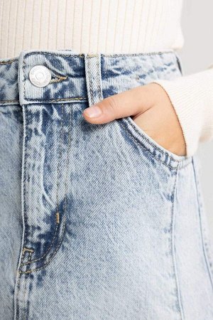 Плиссированная джинсовая юбка для девочки