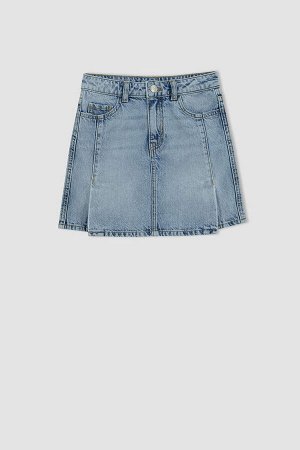 Плиссированная джинсовая юбка для девочки
