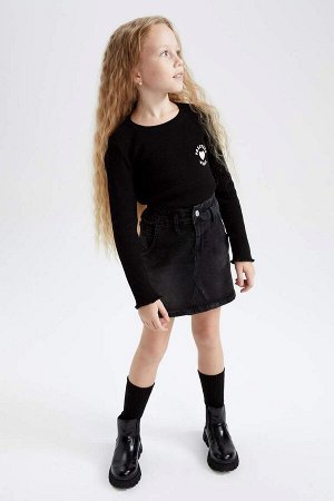 Джинсовая юбка в стиле бумажного пакета для девочек